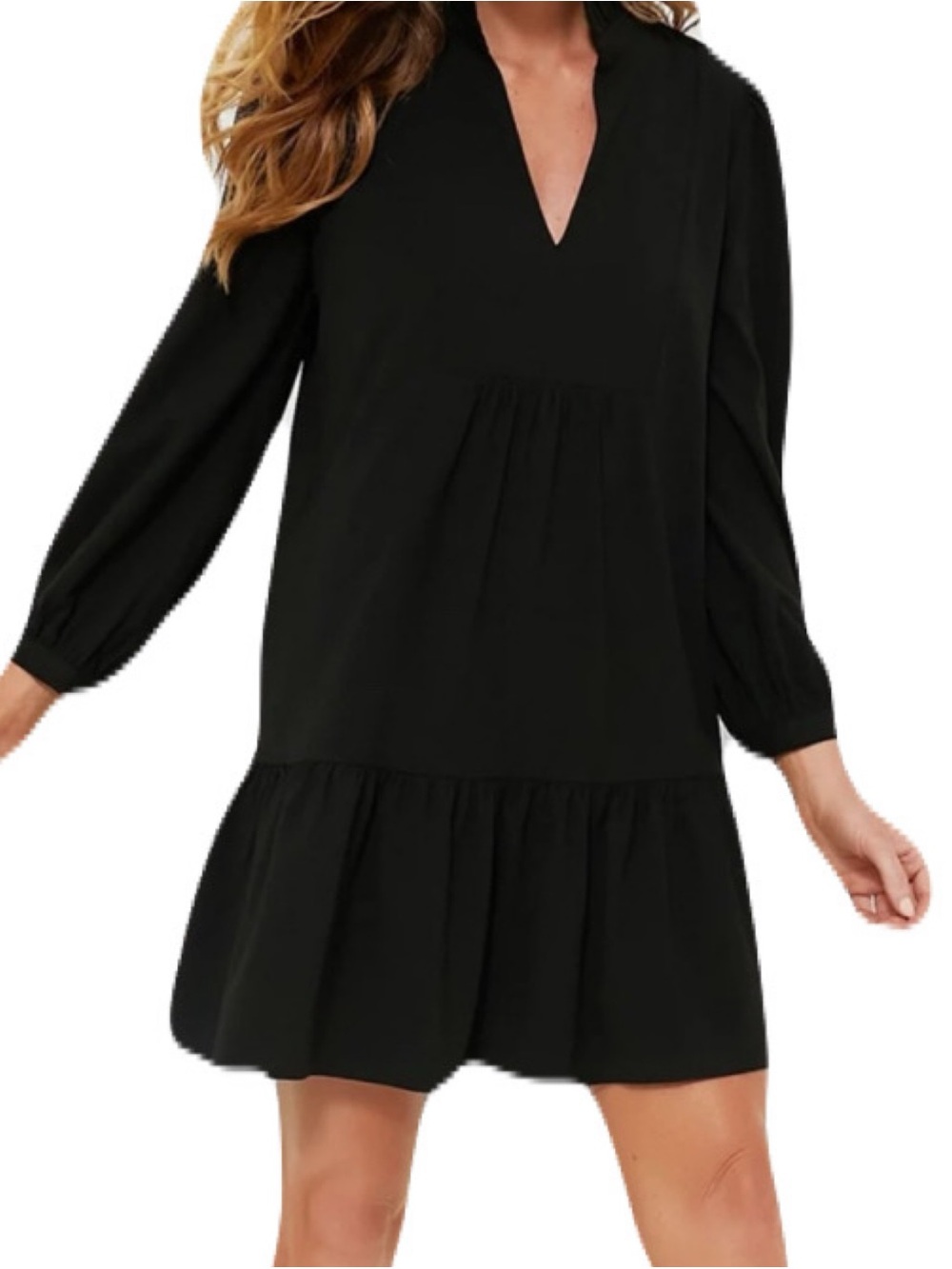 Tuckernuck XS Deep Navy V-Neck Long Sleeve Ruffle-Hem Palmerston Mini Dress